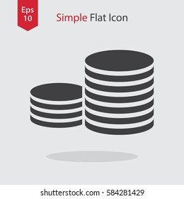Stack Coins Flat Icon. Simple Sign Of Money. Vector Illustrated Symbol