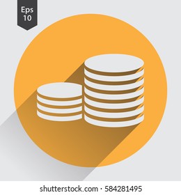 Stack Coins Flat Icon. Simple Sign Of Money. Vector Illustrated Symbol