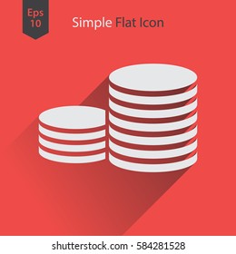 Stack Coins Flat Icon. Simple Sign Of Money. Vector Illustrated Symbol