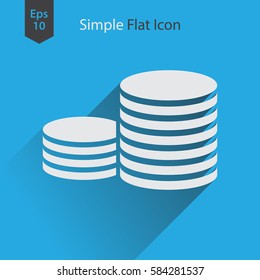 Stack Coins Flat Icon. Simple Sign Of Money. Vector Illustrated Symbol