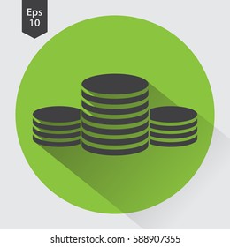 Stack Coins Flat Icon. Simple Sign Of Money. Vector Illustrated Symbol