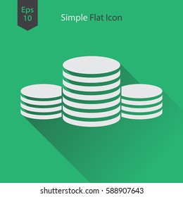 Stack Coins Flat Icon. Simple Sign Of Money. Vector Illustrated Symbol