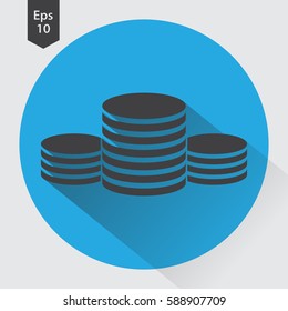 Stack Coins Flat Icon. Simple Sign Of Money. Vector Illustrated Symbol