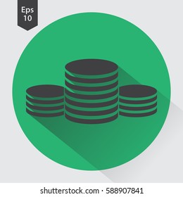 Stack Coins Flat Icon. Simple Sign Of Money. Vector Illustrated Symbol
