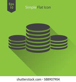 Stack Coins Flat Icon. Simple Sign Of Money. Vector Illustrated Symbol