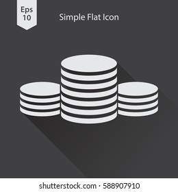 Stack Coins Flat Icon. Simple Sign Of Money. Vector Illustrated Symbol