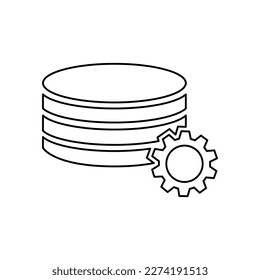 stack of coins and gears icon, vector illustration