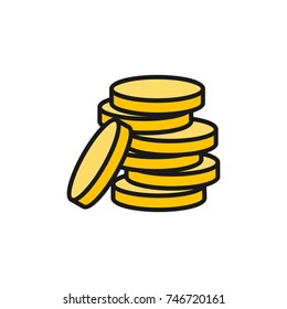 Stack of coins icon. Color line icon. Vector illustration. Coin icon.