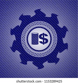 stack of coins icon with denim texture
