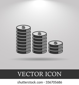 Stack of coins icon. Design style eps 10