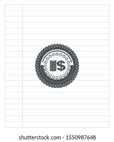 stack of coins icon draw (pencil strokes). Vector Illustration. Detailed.