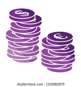 Stack of coins  icon. Flat color design. Vector illustration.