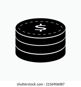 Icono de monedas apiladas en estilo glifo. Símbolo - Vector.