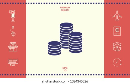 Stack of coins icon. Graphic elements for your design
