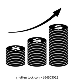 Stack of coins icon. Growth concept in flat style. Vector illustration
