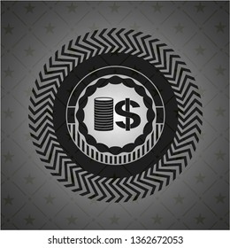 stack of coins icon inside black badge