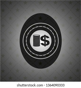 stack of coins icon inside dark badge