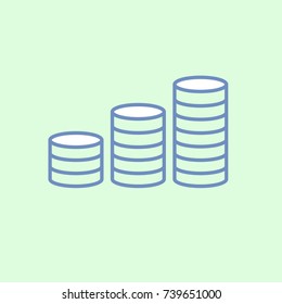 Stack of coins icon on blue background. web. Symbols. vector illustration