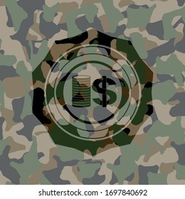 pila de monedas icono en modelo camuflado