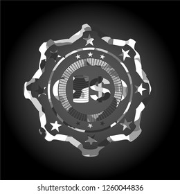 stack of coins icon on grey camouflaged texture