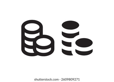 Stack of coins icon in outline and solid Vector