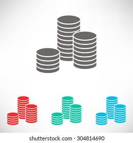 Stack of coins icon. Set of varicolored icons.