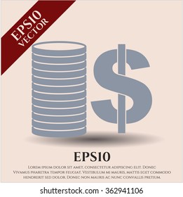 Stack of coins icon or symbol