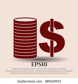 Stack of coins icon or symbol
