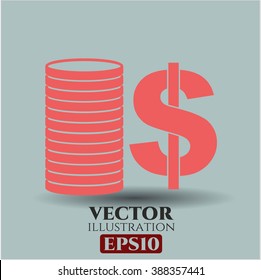 Stack of coins icon vector illustration