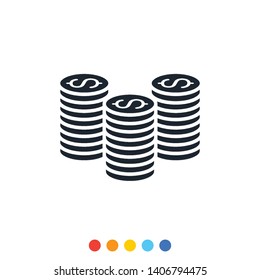 Stack of coins Icon,Financial and banking icon. 