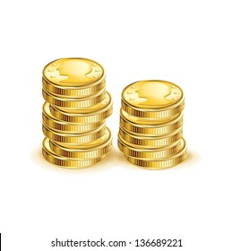 stack of coins isolated on white background