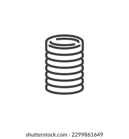 Stack of coins line icon. linear style sign for mobile concept and web design. Coin money stack outline vector icon. Symbol, logo illustration. Vector graphics