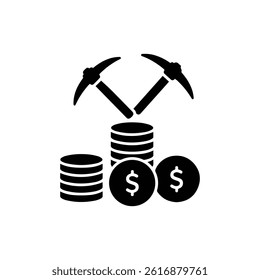 Stack of Coins with Mining Tools Representing Rewards and Work in Mining