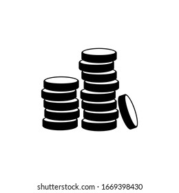 Stack of Coins, Money, Cash. Flat Vector Icon illustration. Simple black symbol on white background. Stack of Coins, Money, Cash sign design template for web and mobile UI element