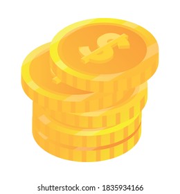 stack of coins money cash vector illustration isometric