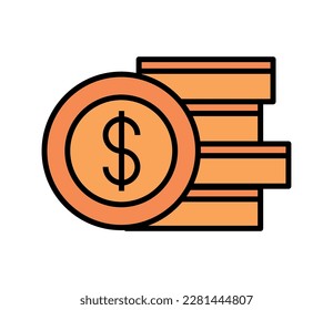 pila de monedas icono de dinero aislado
