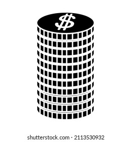 Pila de monedas. Dinero. Iconos financieros. Estilo plano en ilustración vectorial. Aislado sobre fondo blanco.