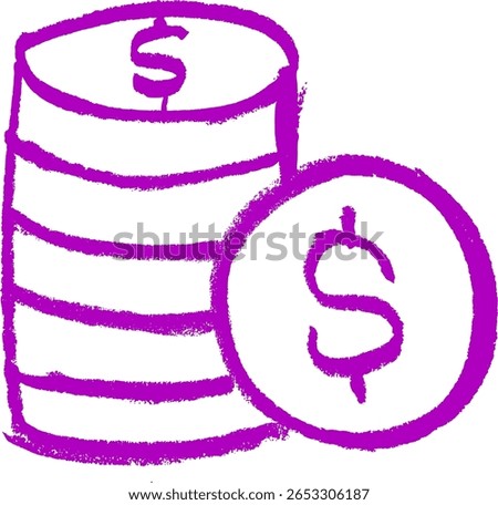 Stack Of Coins Money Related Icon Crayon Chalk Drawing Vector