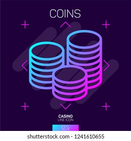 Stack of coins neon icon