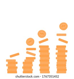 Stack of coins on white background vector illustration flat modern design modern style