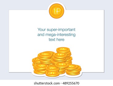 Stack of coins. Presentation template. Vector illustration.
