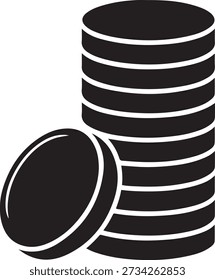 stack of coins silhouette vector illustration black. Vector Black silhouettes. with white background
