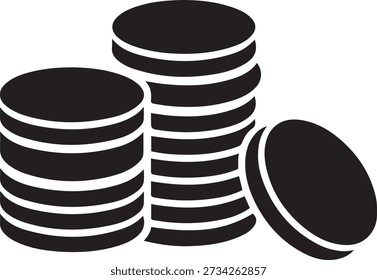 stack of coins silhouette vector illustration black. Vector Black silhouettes. with white background
