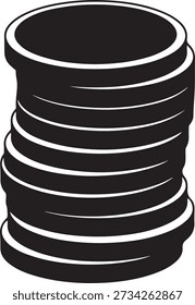 stack of coins silhouette vector illustration black. Vector Black silhouettes. with white background
