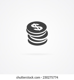 Stack of coins simple icon on white background.