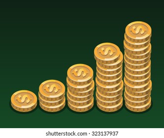 Stack of coins, vector