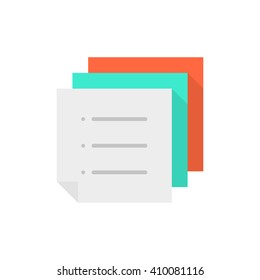 stack of color memo to-do list. concept of work flow, vote, mail ui, menu, doc template, notice, schedule, post. flat style trend modern logo graphic design vector illustration on white background