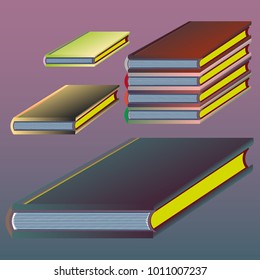 Stack of colored books with empty covers.
