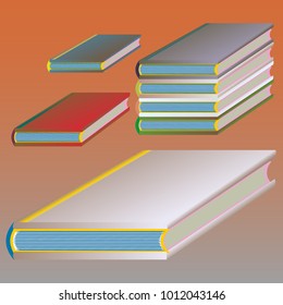 Stack of colored books with empty covers.