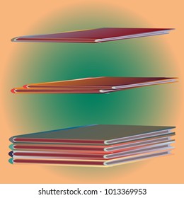 Stack of colored books with empty covers.